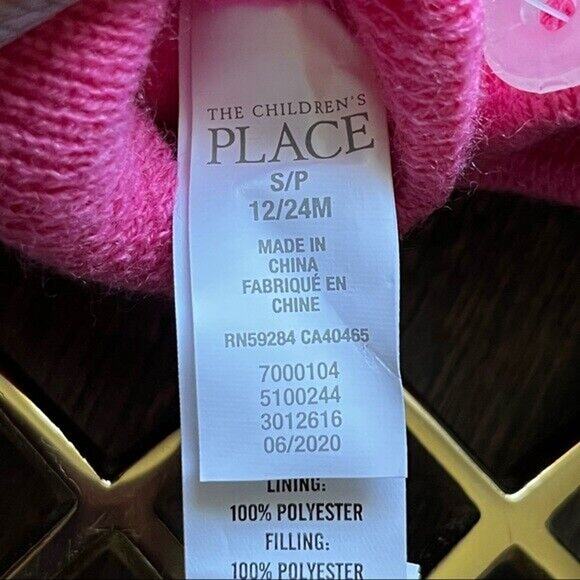 The Childrens Place Snow Gloves Sz 12 24M Pink Dino Print Fleece Lined Mittens - Picture 5 of 8